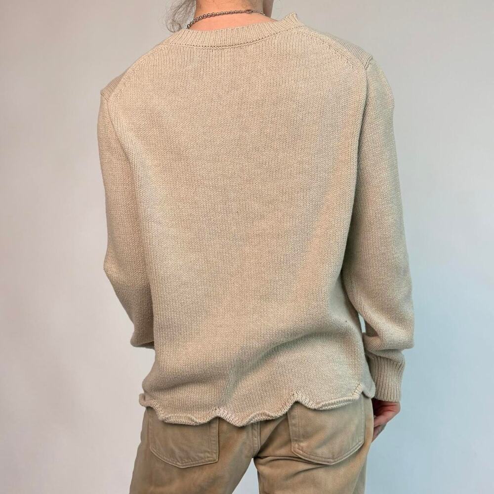J.Crew Tan Crewneck Sweater - Scalloped Hem, Size Large - Picture 4 of 7